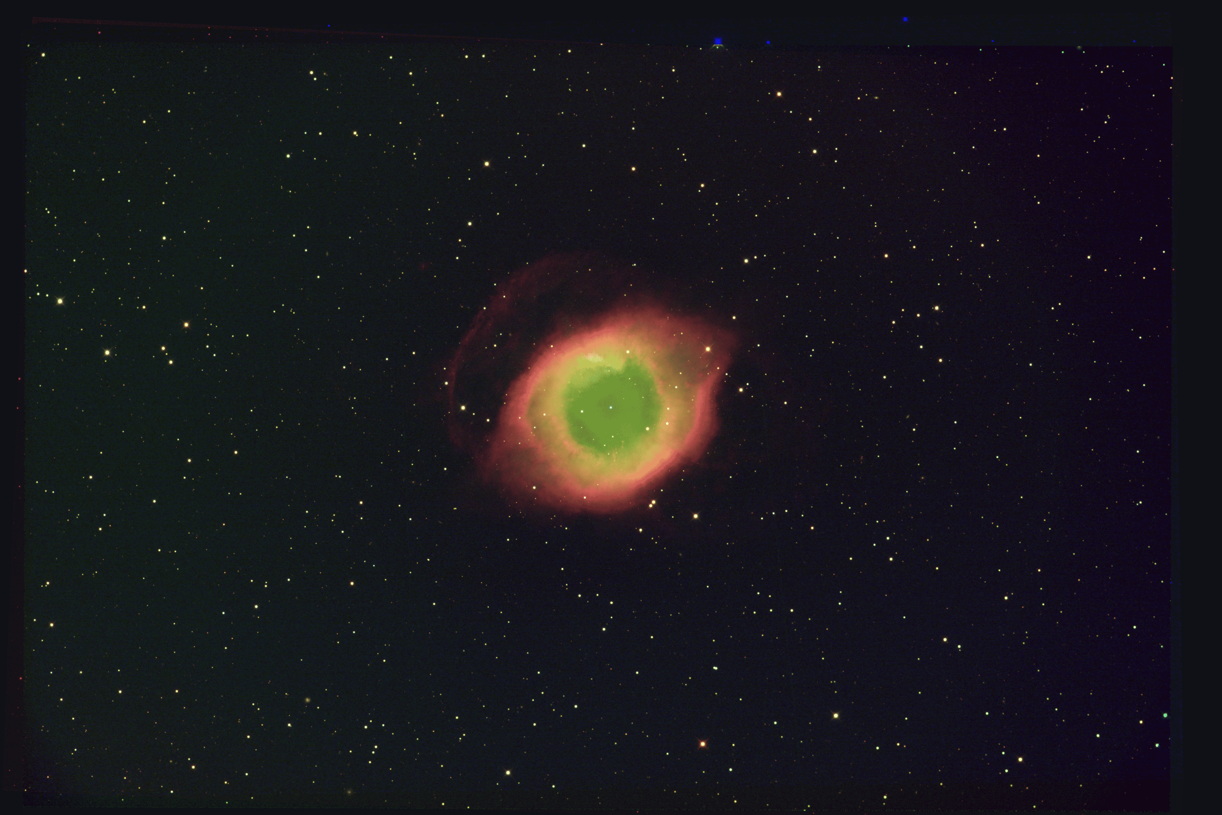 Pseudo-color image of the Helix Nebula from Sloan u and the m500 and m650 medium bands